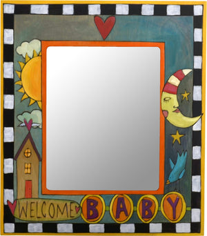 8"x10" Frame –  "Welcome Baby" frame with sun, moon and home motif