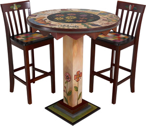 Bar Height Table –  "Save Room for Dessert" bar height table with dessert and wine motif