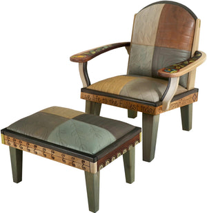 Friedrich's Chair and Matching Ottoman –  Lovely lounge chair and ottoman with hand stitched leather cushions
