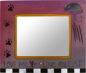 8"x10" Frame –  "Love Me, Love My Cat" frame with paw prints and mouse motif