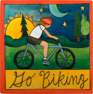 7"x7" Plaque –  "Go biking" cycling motif