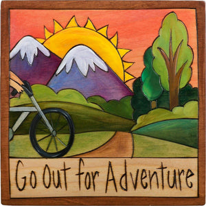 7"x7" Plaque –  "Go out for adventure" mountain biking motif