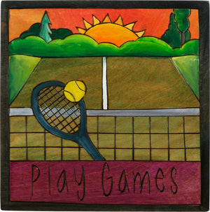 7"x7" Plaque –  "Play games" tennis motif