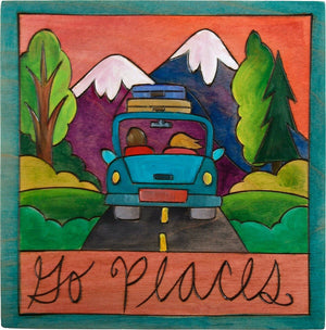 7"x7" Plaque –  "Go places" roadtrip motif