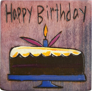 Large Perpetual Calendar Magnet –  "Happy Birthday" perpetual calendar magnet with chocolate cake and candle
