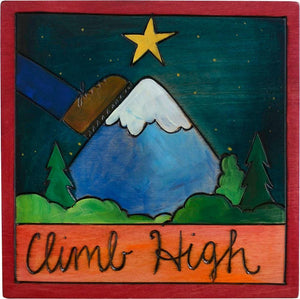 7"x7" Plaque –  "Climb high" mountain motif