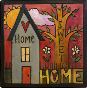 Sticks handmade wall plaque with "Home Sweet Home" quote and house with tree of life imagery