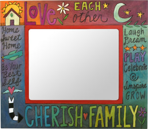 8"x10" Frame –  Rainbow colorful painted picture frame with "Cherish Family" motif