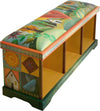 Storage Bench without Boxes, Leather Seat –  Gorgeous garden landscape storage bench with hand stitched leather seat