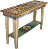 Sticks handmade sofa table with colorful folk art imagery and birds