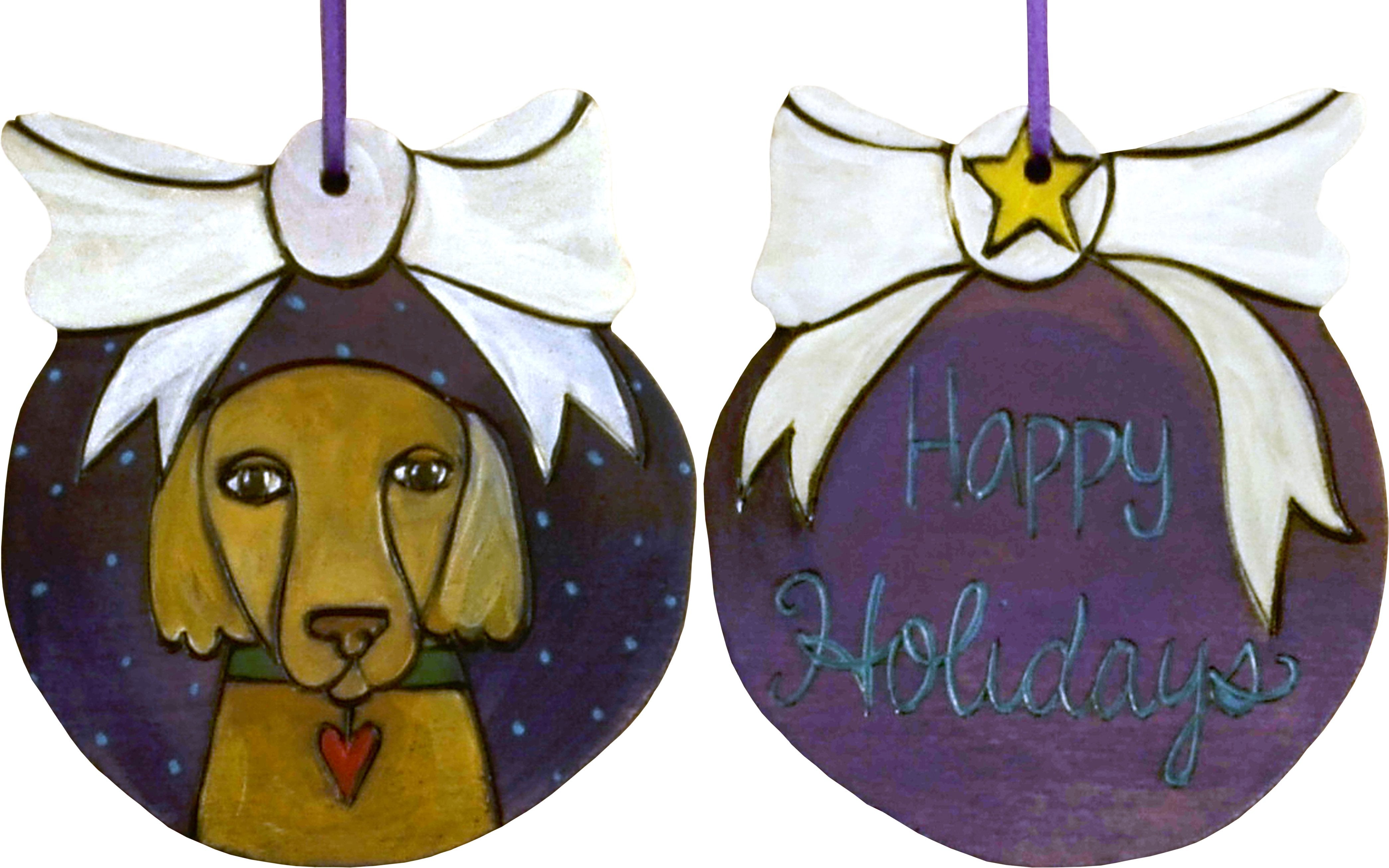 Ball Ornament –  Merry Christmas ball ornament with dog motif