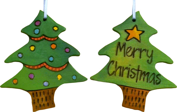 Christmas Tree Ornament –  "Merry Christmas" Christmas tree ornament with light green Christmas tree motif