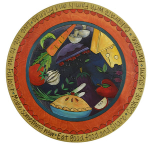 Sticks Handmade 20"D lazy susan with food themes in rich hues