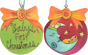 Ball Ornament –  Baby's First Christmas ball ornament with moon and baby motif