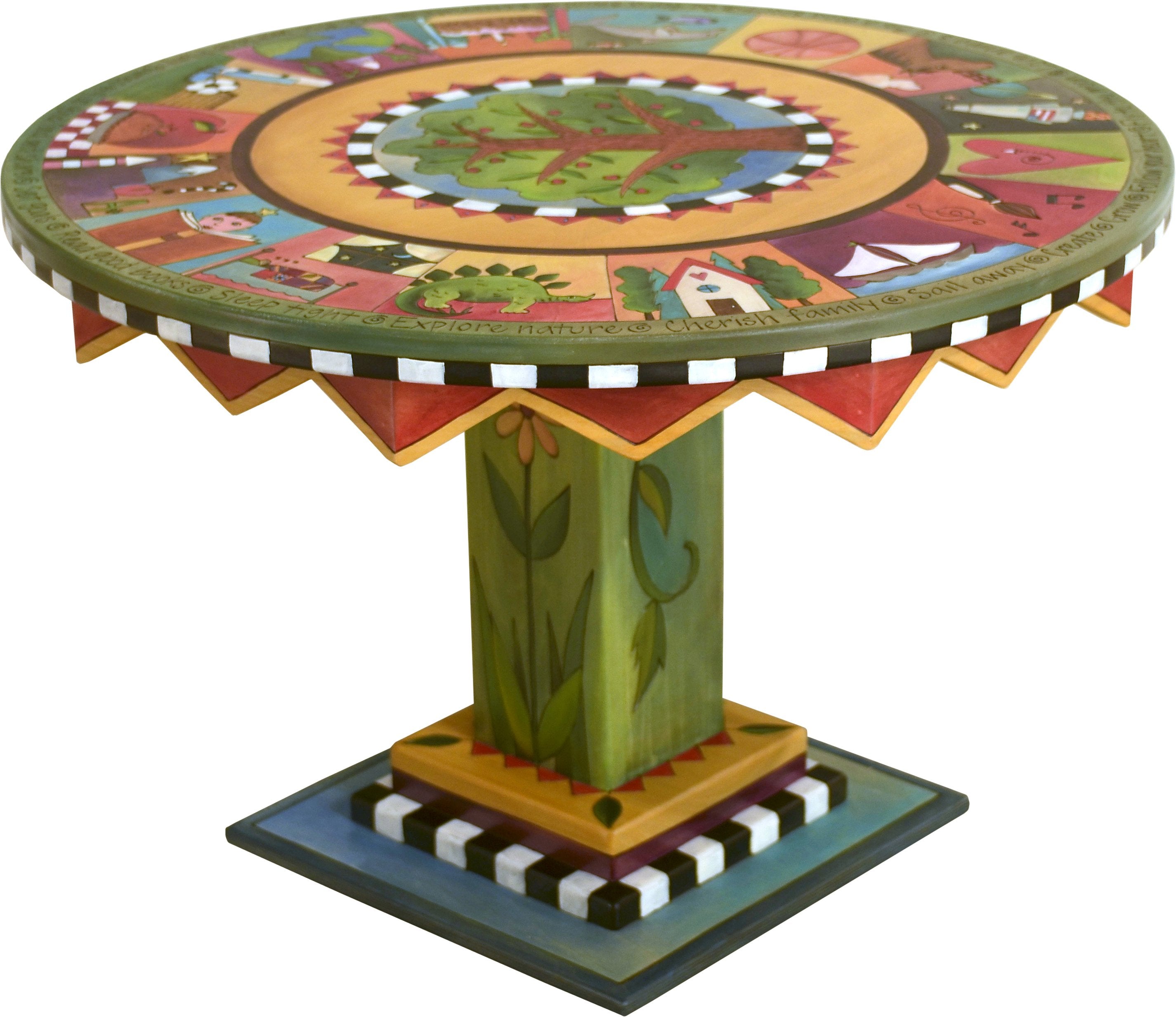 Kid's Table –  Lively and vibrant kids table with tree of life at the center and surrounding colorful block icons