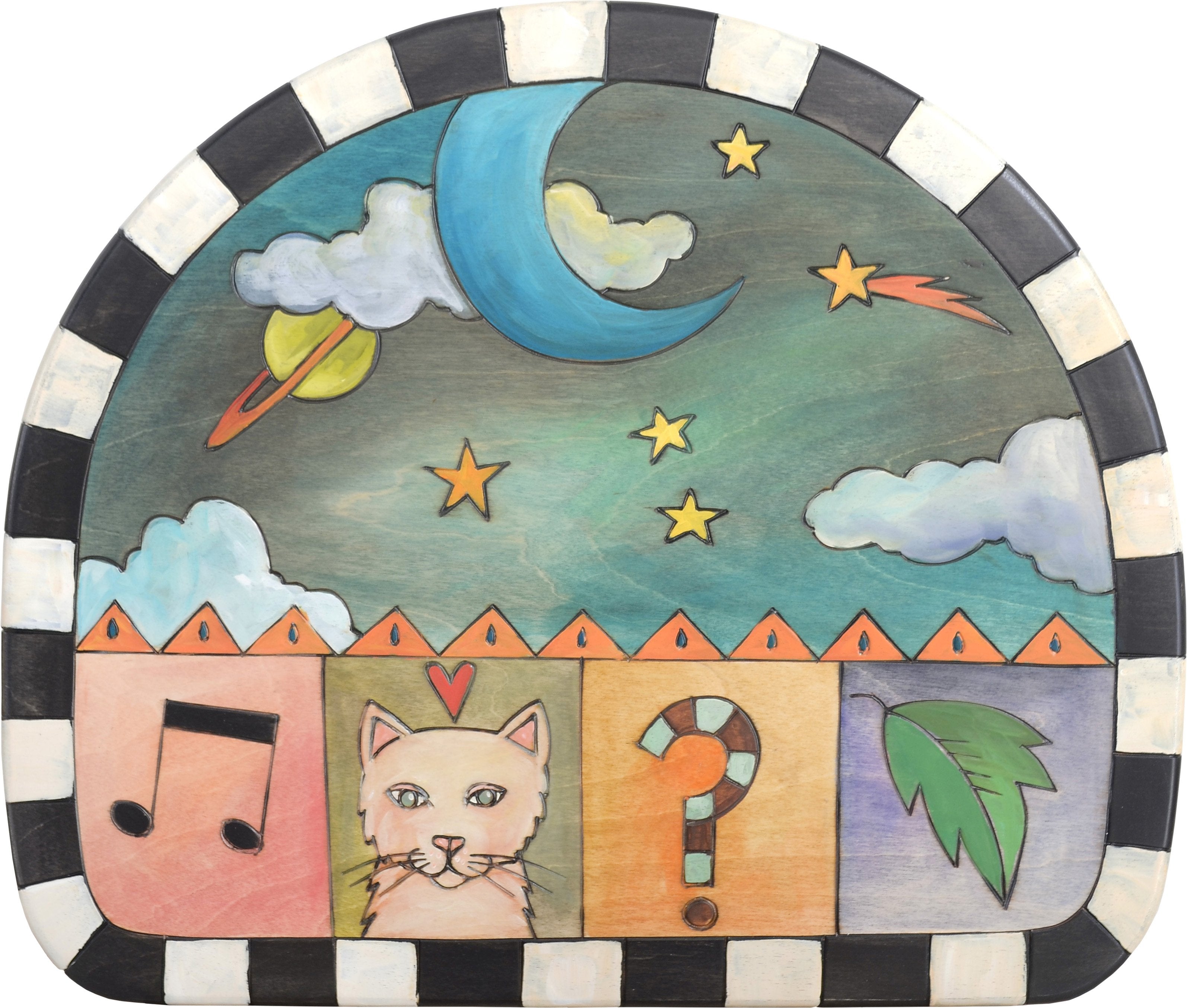 Kid's Table –  Fun sun and moon themed kids table with colorful block icons and scenes border