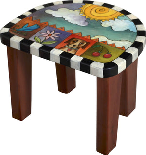Short Stool Set –  Stool set with sun and clouds/moon and stars motif