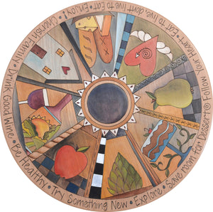 Sticks Handmade 20"D lazy susan with colorful life icons