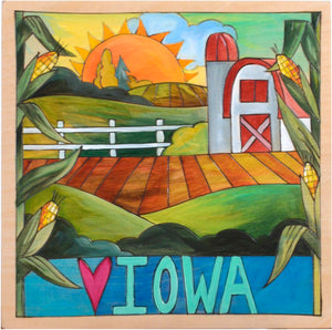 10"x10" Plaque –  Vibrant "Iowa" landscape motif