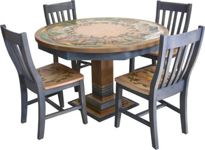 Sticks handmade dining table with lovely four seasons landscape and matching chairs