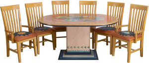 Oval Dining Table –  "At this Moment, At this Time, Life is Beautiful" dining table with bohemian motif