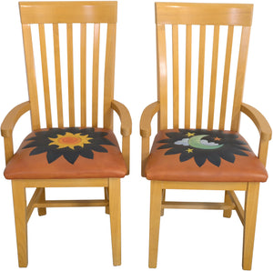 Fancy Pops Chair Set –  Neutral color palette chairs with hand embroidered seats