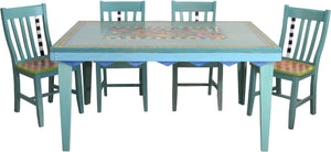 Rectangular Dining Table –  Lovely pastel dining table with beach tones and colorful block icons
