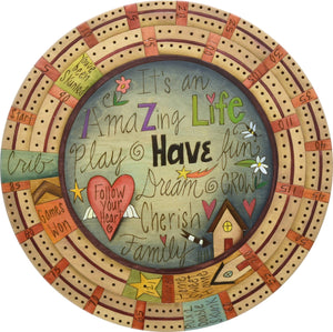 20" Cribbage Lazy Susan –  Elegant and natural toned cribbage lazy susan with inspirational phrases