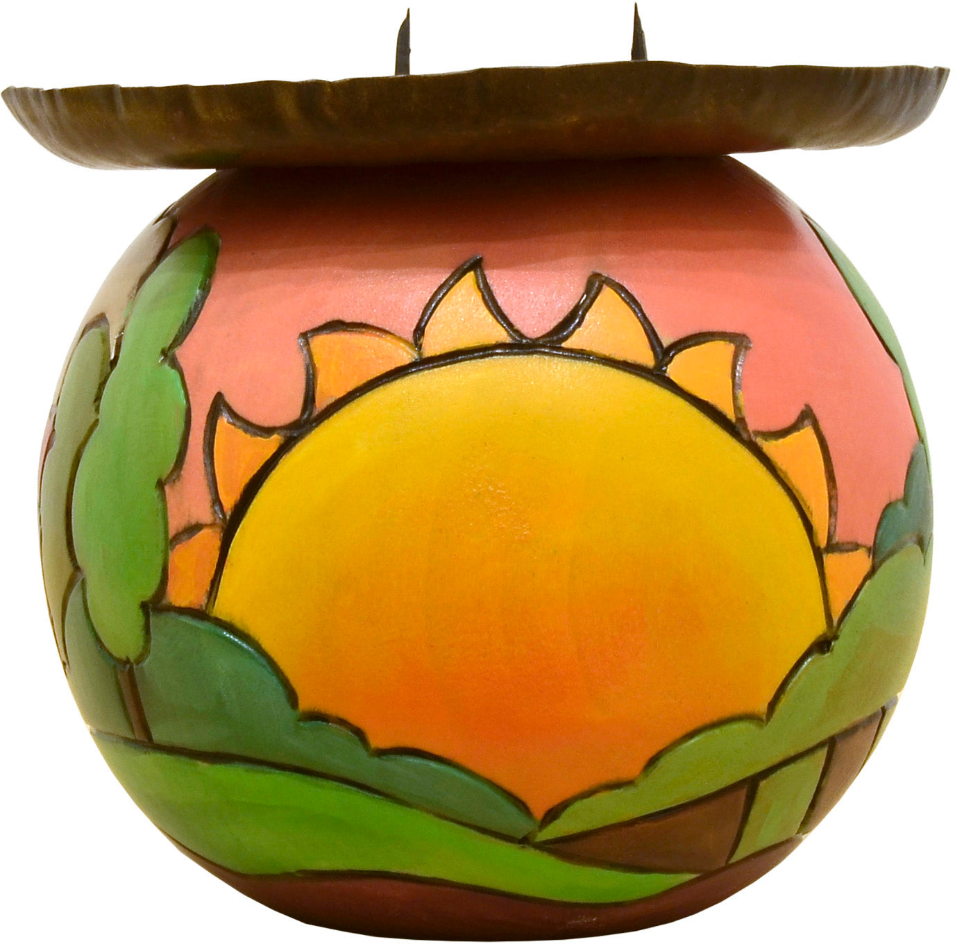 Ball Candle Holder –  A warm landscape painted candle base