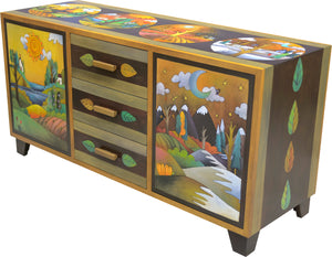 Large Buffet –  Four Seasons credenza buffet with four seasons in the hills motif