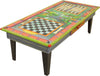 Urban Game Table –  Bright and whimsical dogs and cats game table with three games