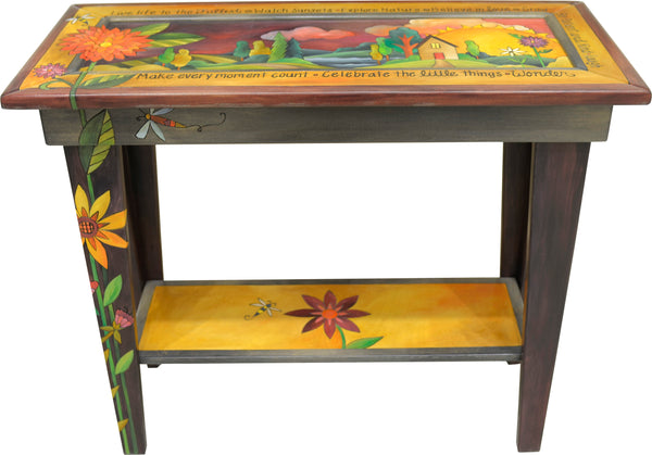 Sticks handmade sofa table with contemporary floral design