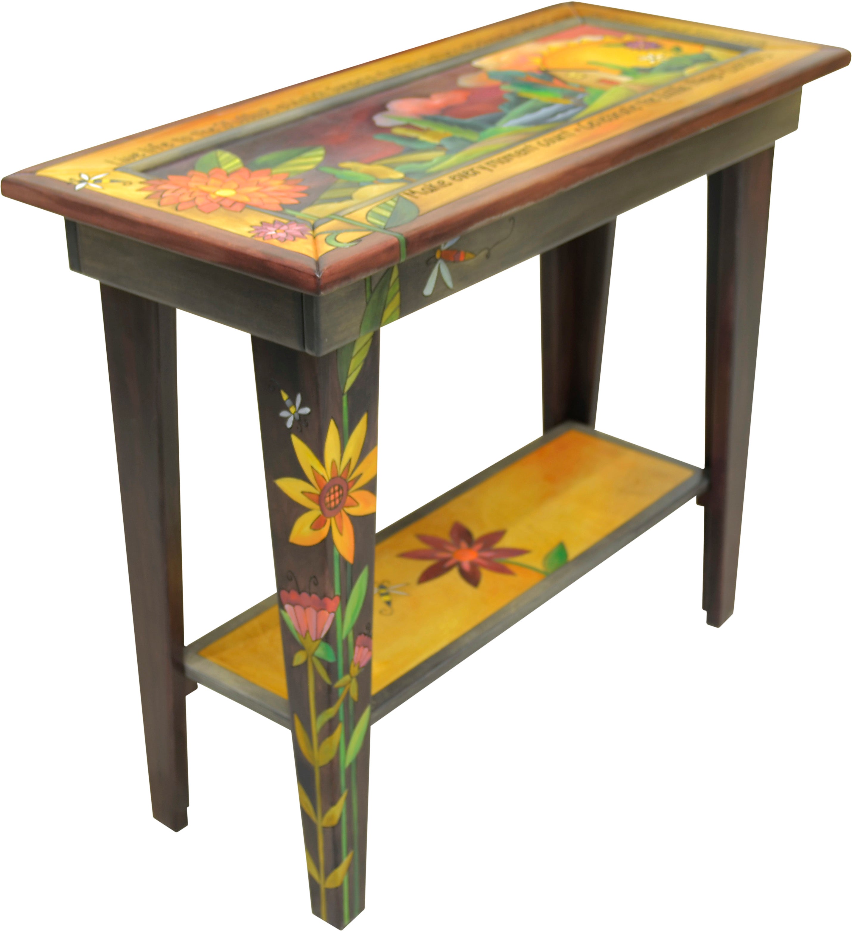 Sticks handmade sofa table with contemporary floral design