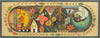 Sticks handmade 4' bench with colorful folk art imagery. Top View