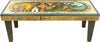 Sticks handmade 4' bench with colorful folk art imagery. Side Front View