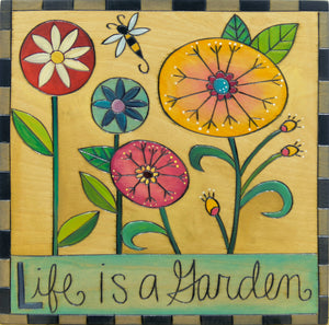 10"x10" Plaque –  "Life is a Garden" spring floral design