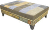 Ottoman with Drawer –  Colorful and eclectic folk art ottoman, leather, hand stitched and painted with drawer for storage