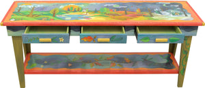 Sticks handmade sofa table with colorful four seasons landscape