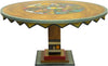 Sticks handmade dining table with colorful folk art imagery