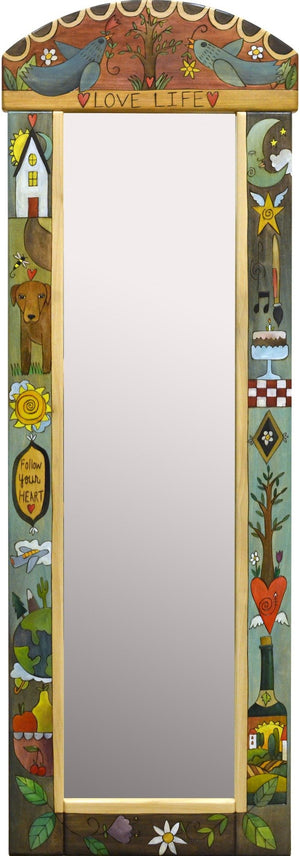 Wardrobe Mirror –  "Love life" mirror with icon design floating down the sides