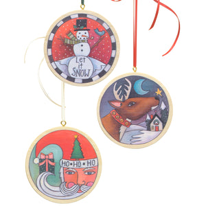 Circle Christmas Ornament Set – A set of all three printed circle holiday ornaments main view