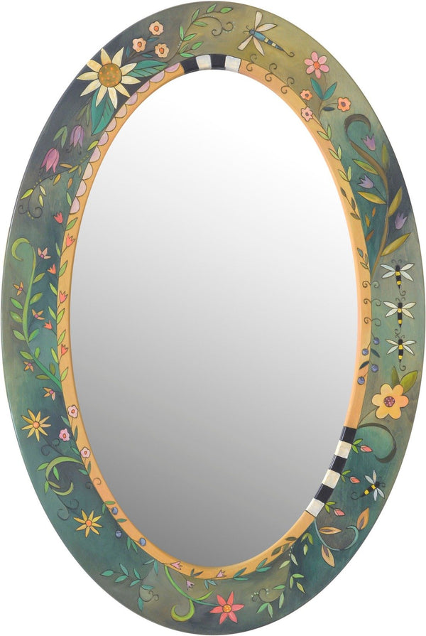 Oval Mirror –  Beautiful floral motif with bees flying about