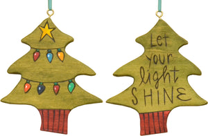 "Let your light shine" ornament with colorful Christmas lights