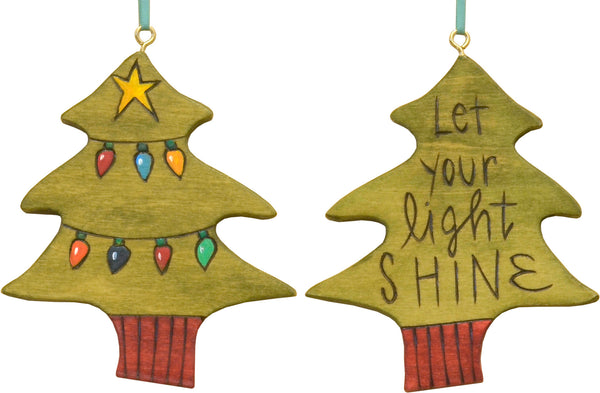 "Let your light shine" ornament with colorful Christmas lights