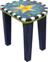 Adorable imagination themed kid's table with cute coordinating heart and star short stools, star stool alone, side view