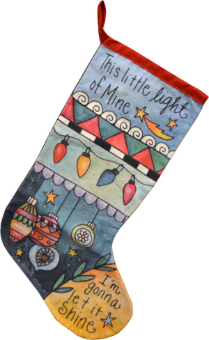"Shine" Canvas Stocking – "I'm gonna let it shine" Christmas song stocking motif front view