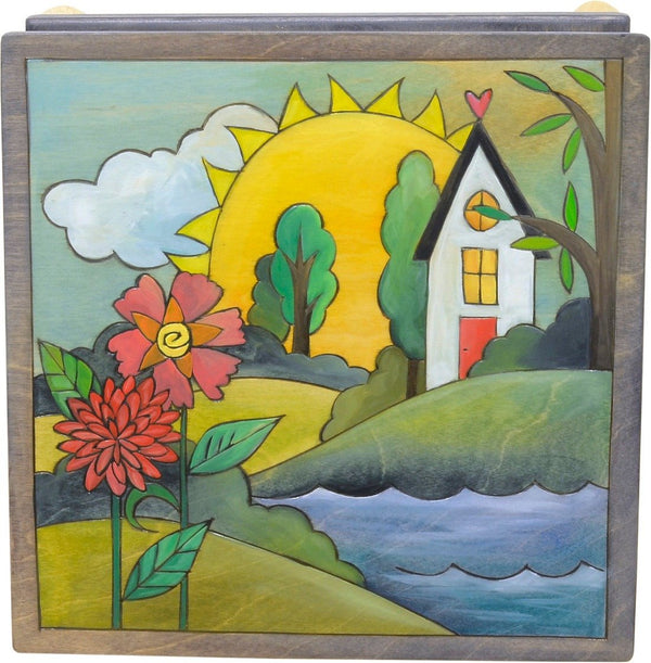 Keepsake Box – Lovely box with a family home nestled into a landscape motif