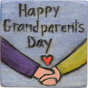 Large Perpetual Calendar Magnet –  "Happy Grandparent's Day" with cute holding hands and a heart motif