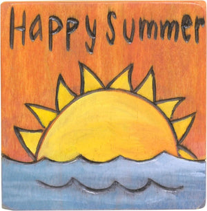 "Happy Summer" magnet with a sun over water design