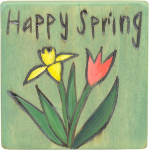 Large Perpetual Calendar Magnet –  "Happy Spring" daffodil and tulip magnet motif 